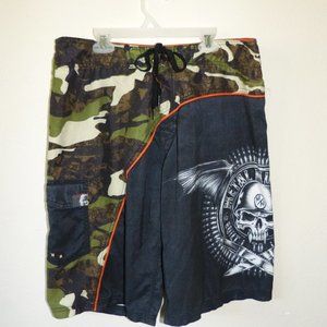 METAL MULISHA GRAPHIC SWIM SHORTS SZ 33